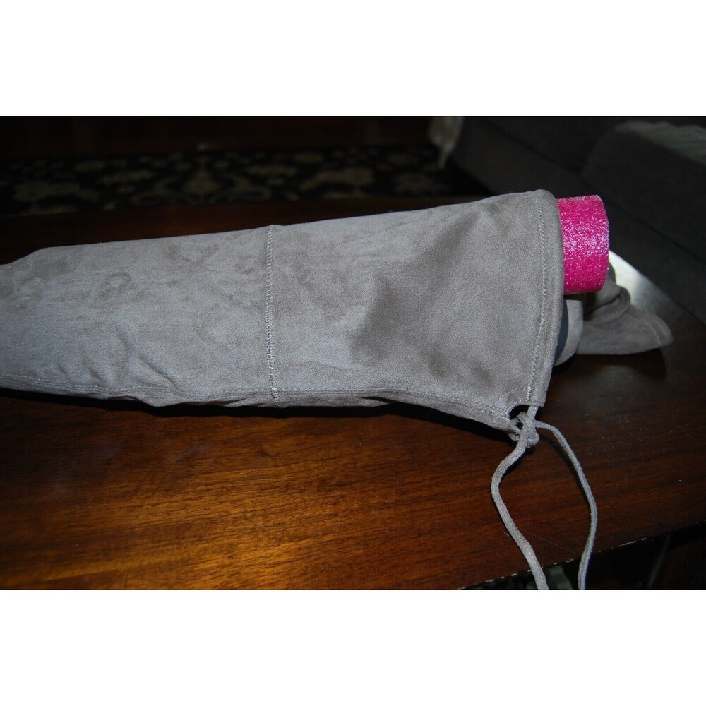 Unisa Boots Womens 8 1/2 M Tall Sock Over The Knee Beige Faux Suede Tie Pull On - Picture 5 of 5